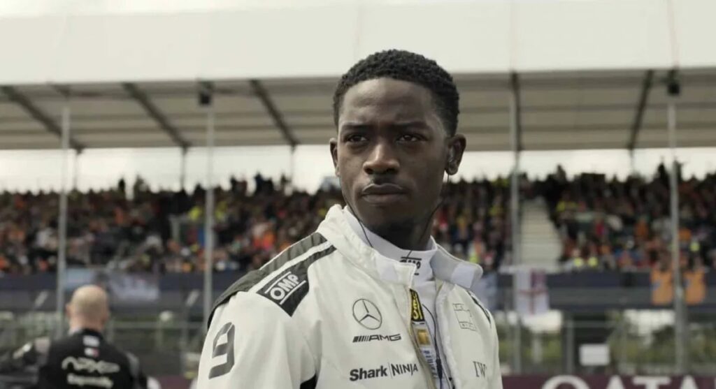 Damson Idris as rookie Formula One driver Joshua Pearce