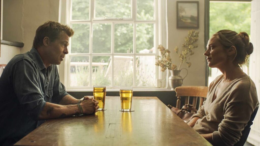 Brad Pitt and Kerry Condon in a scene from "F1"