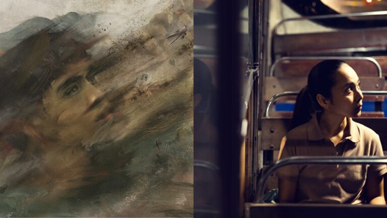 Official posters of Cinemalaya 2025 films, from left to right, "Raging" and "Paglilitis."