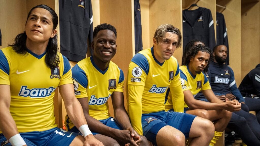 The AFC Richmond team, in a scene from the television series 'Ted Lasso'.