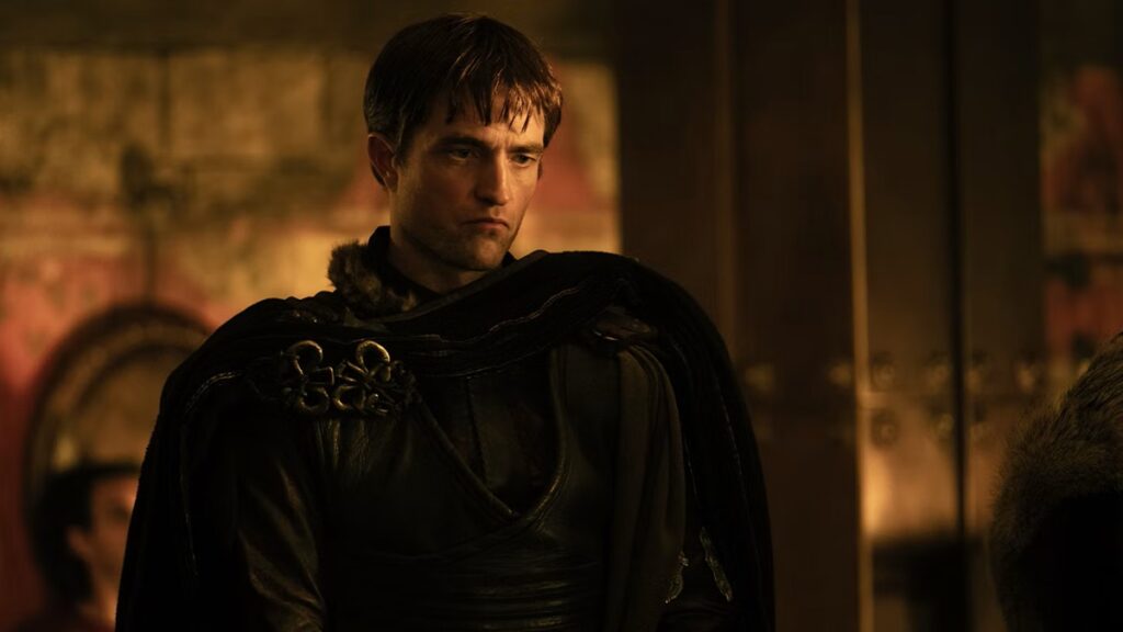 Robert Pattinson plays Antinous in a scene from "The Odyssey."