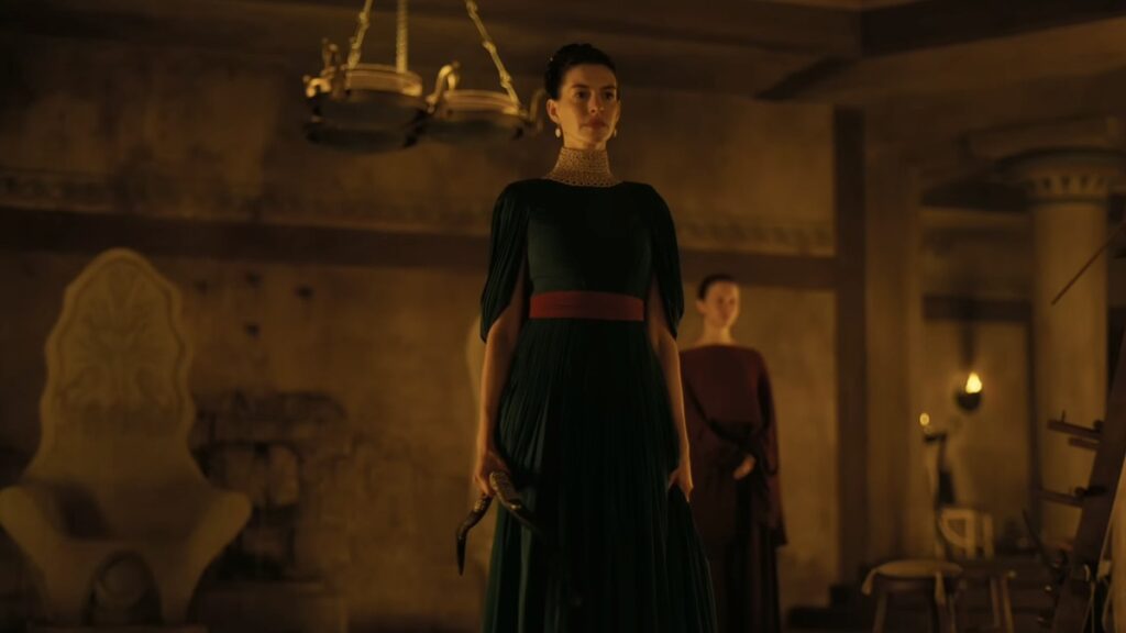 Anne Hathaway plays Penelope in a scene from "The Odyssey."