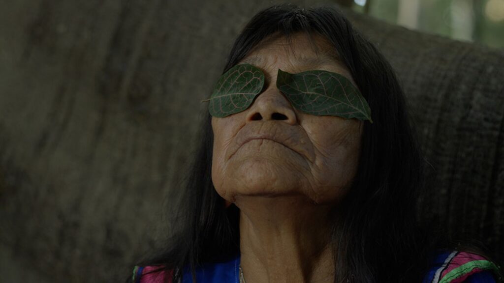TIFF 2026: âThe Hummingbird Paints Fragrant Songsâ Finds the Person Behind the Art Sara Flores with leaves covering her eyes.
